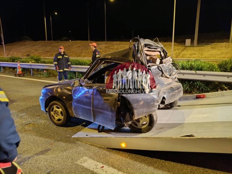 Τραγωδία στην Ιόνια Οδό – Νεκρός οδηγός μετά το σοβαρό τροχαίο στον κόμβο Κουβαρά