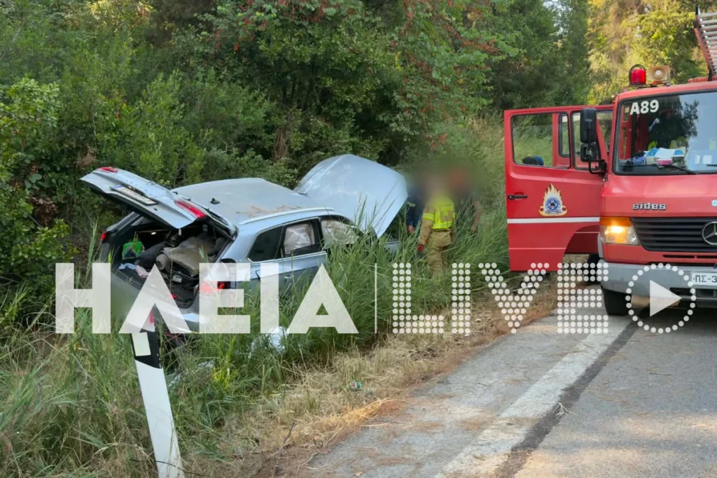 Τροχαίο στην Εθνική Πύργου – Κυπαρισσίας: Εκτροπή SUV με τροχόσπιτο έξω από την Κρέστενα – Δύο τραυματίες