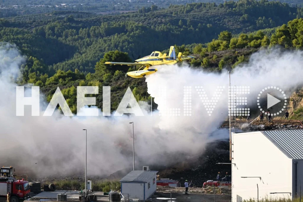 Φωτιά στο ΧΥΤΥ Τριανταφυλλιάς – Επιχειρούν και εναέρια μέσα, καίει στα απορρίμματα